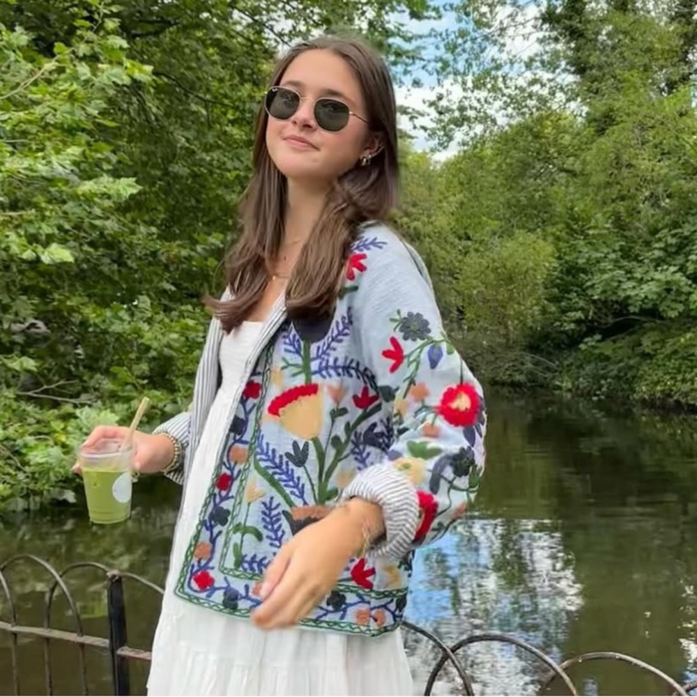 Colorful Embroidered Teddy Jacket - Picture 2 of 9